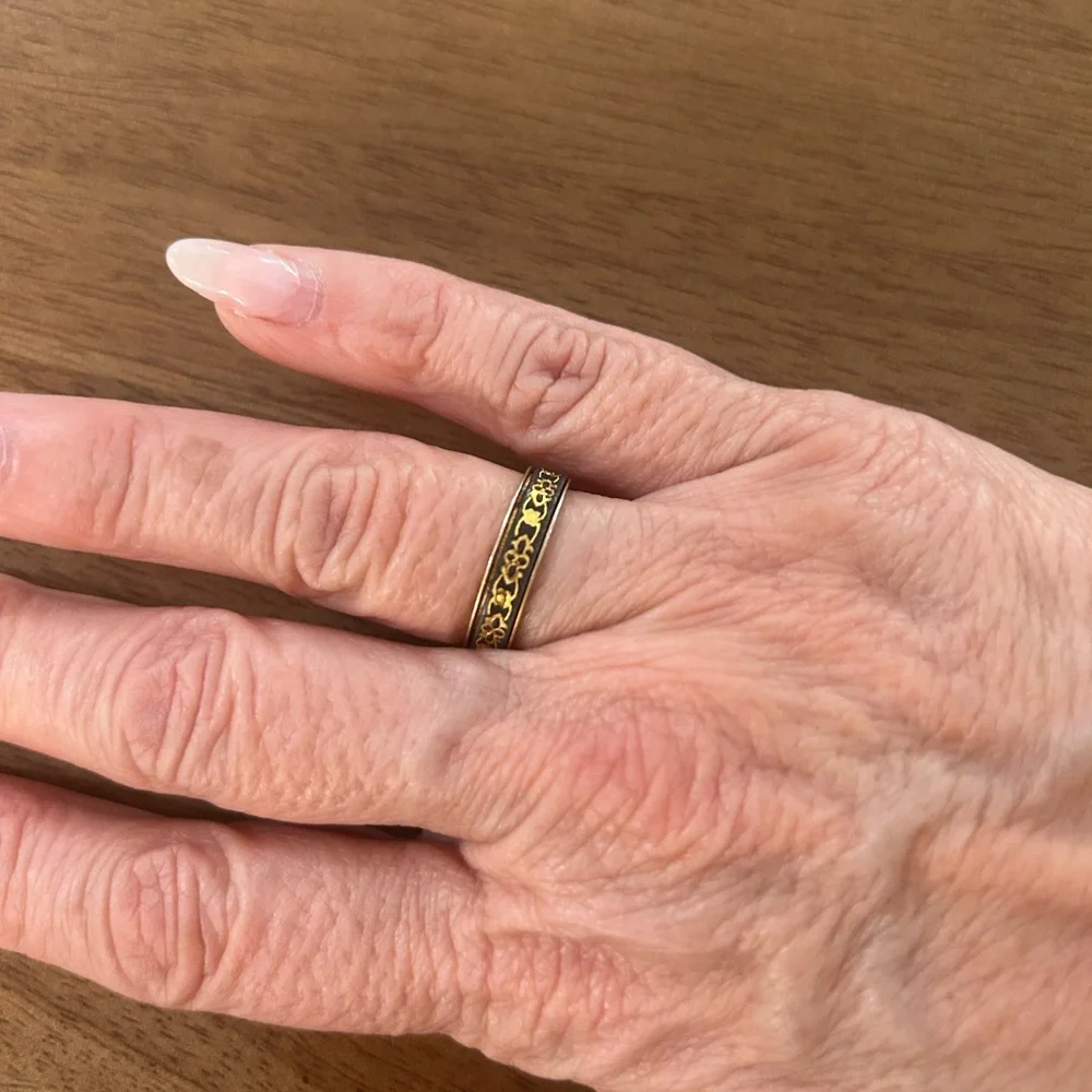 Damascene Toledo Gold Tone Bracelet and Ring Set - Picture 3 of 5